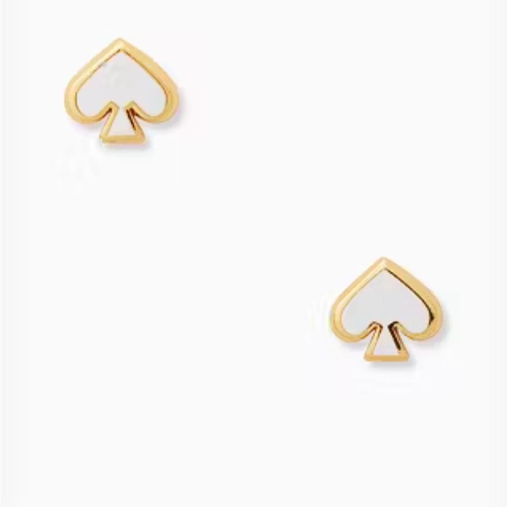 Kate Spade Everyday Spade Enamel Studs Earring Pearl NEW